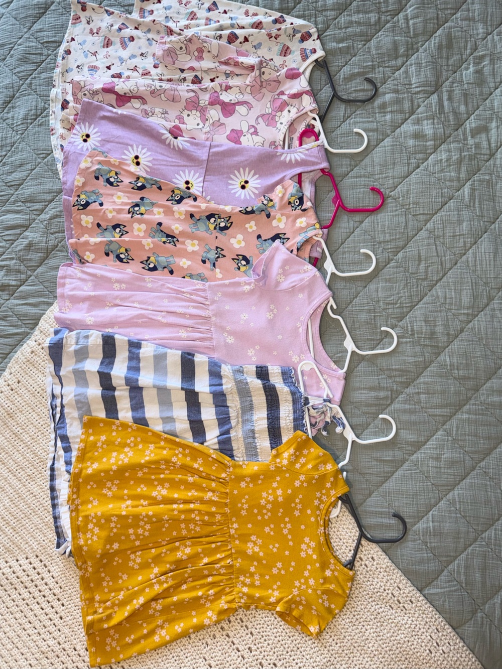 Girls 4T Dress Bundle Lot | Bluey Hello Kitty Janie & Jack Cat & Jack